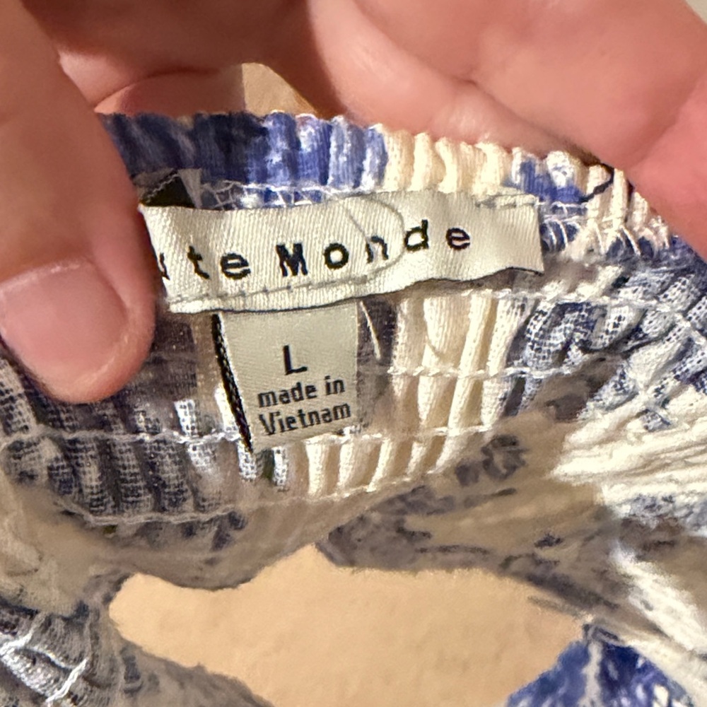 Haute Monde Cream and Blue Floral Two-Piece Set - Picture 4 of 4